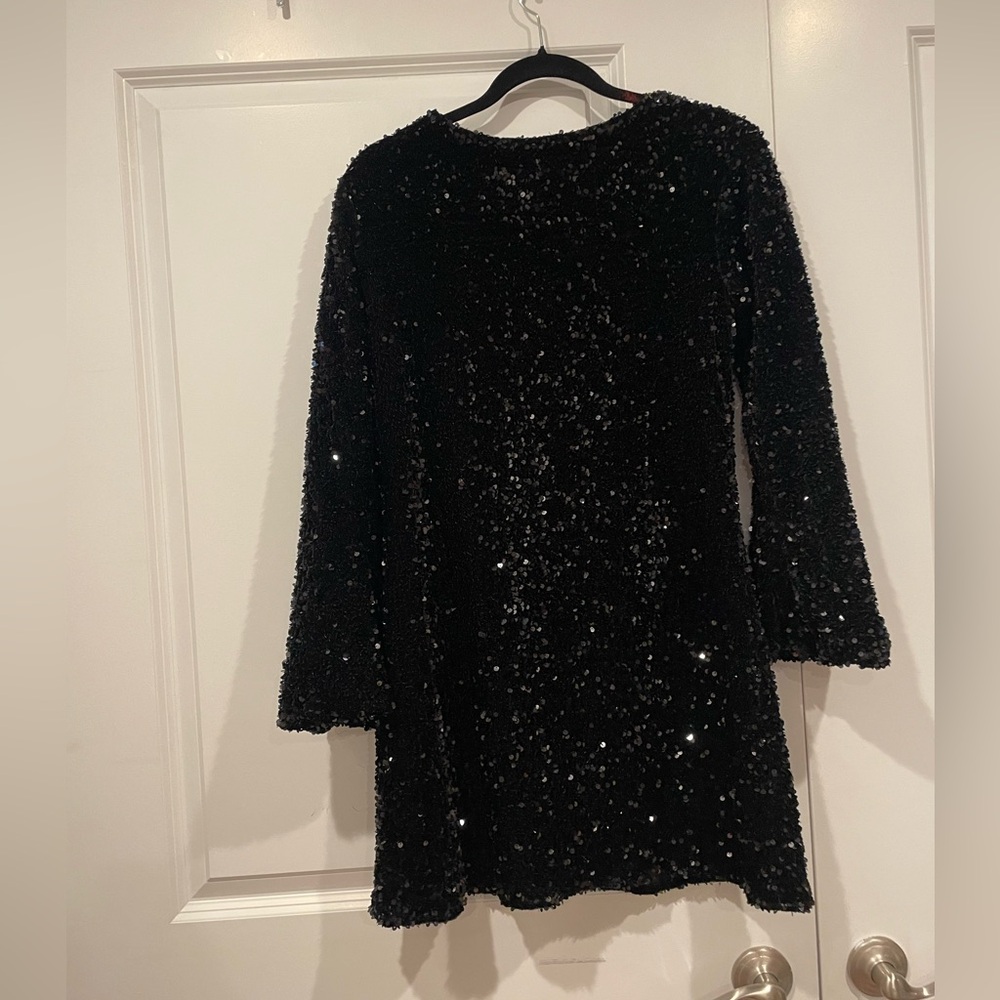 Sparkling Black Sequin Mini Dress